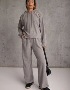 swest Set trening pantaloni Wide Leg și bluză cu glugă și aplicații Nailena Gri