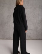 swest Set trening pantaloni Wide Leg și bluză cu glugă și aplicații Nailena Negru