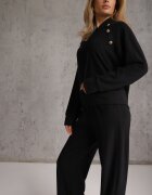 swest Set trening pantaloni Wide Leg și bluză cu glugă și aplicații Nailena Negru