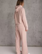 swest Set trening pantaloni Wide Leg și bluză cu glugă și aplicații Nailena Roz