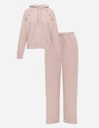 swest Set trening pantaloni Wide Leg și bluză cu glugă și aplicații Nailena Roz
