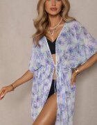 swest Tunică de plajă Mov cu Legătură cu Model Floral Mevelaura