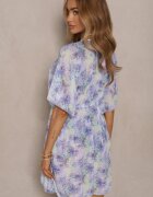 swest Tunică de plajă Mov cu Legătură cu Model Floral Mevelaura