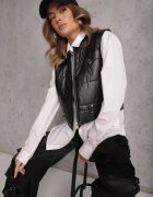 swest Vestă Neagră Scurtă cu elastic în talie și patch Mevannae