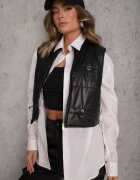 swest Vestă Neagră Scurtă cu elastic în talie și patch Mevannae