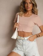  T-shirt roz închis din Bumbac din Tricot Reiat Adlesse
