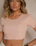  T-shirt roz închis din Bumbac din Tricot Reiat Adlesse