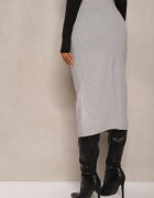 tandem Fustă creion Gri deschis cu cașmir High Waist cu nasturi decorativi și buzunare Edithwen