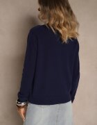 tandem Pulover bleumarin neted cu guler semi-înalt din tricot cu lână și viscoză Zaiara