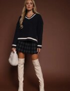 tandem Pulover Bleumarin stil Preppy cu Cașmir și torsadat Belmire