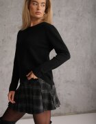 tandem Pulover clasic cu adaos de cașmir cu finisaj simplu Ganem Mov Negru
