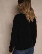 tandem Pulover Negru Neted cu Semi-guler din Tricot cu Lână și Vâscoză Zaiara