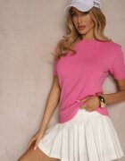 tandem Pulover Roz Decorat cu Benzi Elastice Sanallia