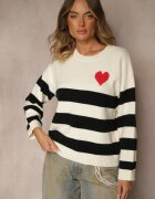 tandem Pulover simplu bej deschis cu amestec de cașmir decorat cu model în dungi Tarvane