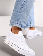  Tenisi Albi Slip-on cu Perforații și Șireturi Decorative Dennise