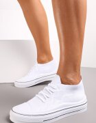  Tenisi Albi Slip-on cu Perforații și Șireturi Decorative Dennise