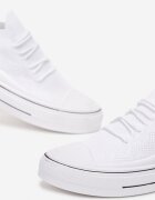  Tenisi Albi Slip-on cu Perforații și Șireturi Decorative Dennise