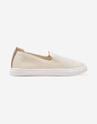  Tenisi Bej Slip-on Decorați cu inserție din piele ecologică pe călcâi Eliriaba