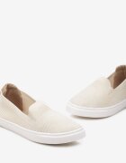  Tenisi Bej Slip-on Decorați cu inserție din piele ecologică pe călcâi Eliriaba