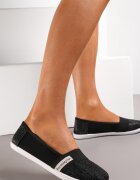  Teniși Negri Slip-on Sub Gleznă cu Fir Lucios Safeni