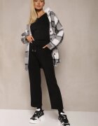 tp collection Pantaloni de trening Negri cu o croială dreaptă cu elastic în talie și buzunare Tiaris