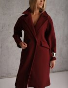 tricot station Palton Bordo Lung cu două rânduri Tadde