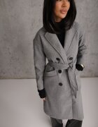 tricot station Palton Gri Dublu Petrecut Cu Cordon Meollie