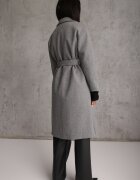 tricot station Palton Gri Dublu Petrecut Cu Cordon Meollie
