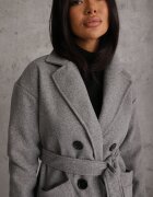 tricot station Palton Gri Dublu Petrecut Cu Cordon Meollie
