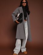 tricot station Palton Gri Dublu Petrecut Cu Cordon Meollie