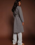 tricot station Palton Gri Dublu Petrecut Cu Cordon Meollie