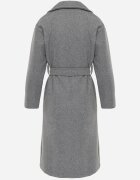 tricot station Palton Gri Dublu Petrecut Cu Cordon Meollie