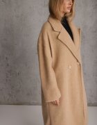 tricot station Palton Lung Bej Un rând de nasturi Croi oversize Vlekoma