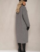 tricot station Palton Lung Gri închis La un rând de nasturi Croială oversize Vlekoma