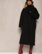 tricot station Palton Negru Lung Cu un rând de nasturi Oversize Vlekoma