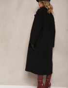 tricot station Palton Negru Lung Cu un rând de nasturi Oversize Vlekoma