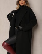 tricot station Palton Negru Lung Cu un rând de nasturi Oversize Vlekoma