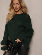 tricot station Pulover Verde închis cu Imprimeu Decorativ și Borduri Elastice Temariel