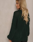 tricot station Pulover Verde închis cu Imprimeu Decorativ și Borduri Elastice Temariel