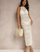 tricot station Rochie Decupată Bej cu Croială Cintrata Fără Mâneci Tialiera