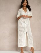 tricot station Rochie tip cămașă bej deschis din bumbac din plasă Folesia