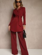 tricot station Rochie visinie tip sacou cu umeri întăriți legată în talie Equintina