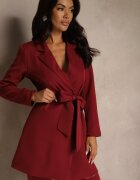 tricot station Rochie visinie tip sacou cu umeri întăriți legată în talie Equintina
