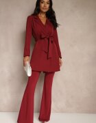 tricot station Rochie visinie tip sacou cu umeri întăriți legată în talie Equintina
