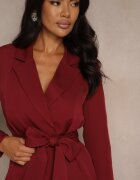 tricot station Rochie visinie tip sacou cu umeri întăriți legată în talie Equintina