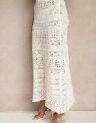 tricot station Set Ajurat Bej deschis cu bumbac Fustă și Top cu decolteu spaniol Folanea