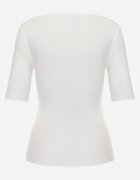  Tricou Alb Mulat din Viscoză cu Decolteu Bărcuță Vivianna