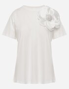  Tricou Bluză Alb din Bumbac cu Mânecă Scurtă și Aplicație Florală Dimasa