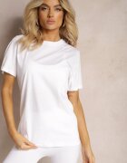  Tricou Clasic Alb din Bumbac cu Mâneci Suflecate Oboea