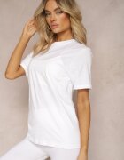  Tricou Clasic Alb din Bumbac cu Mâneci Suflecate Oboea